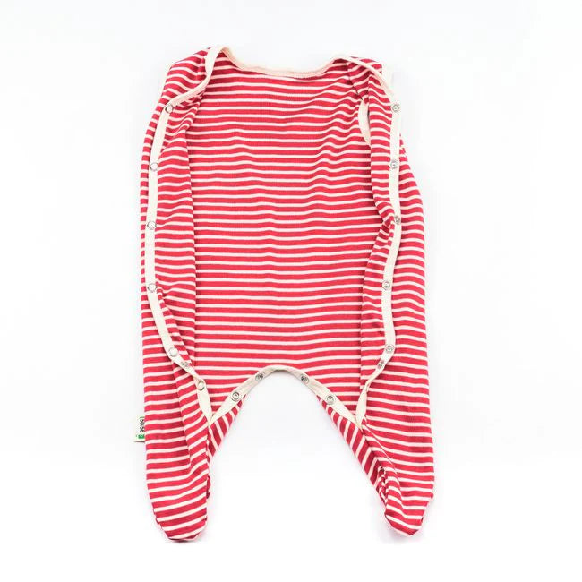 100% Organic Cotton Baby Romper Red Stripes - Made in Germany