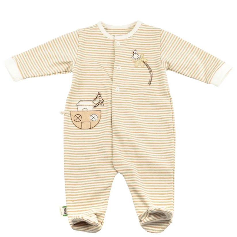 100% Organic Cotton Baby Overall Palm Stripes - Made in Germany