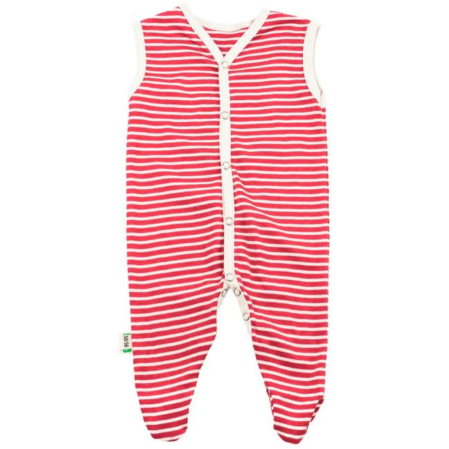 100% Organic Cotton Baby Romper Red Stripes - Made in Germany